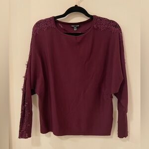 Cable & Gauge Maroon Lace Accent Blouse